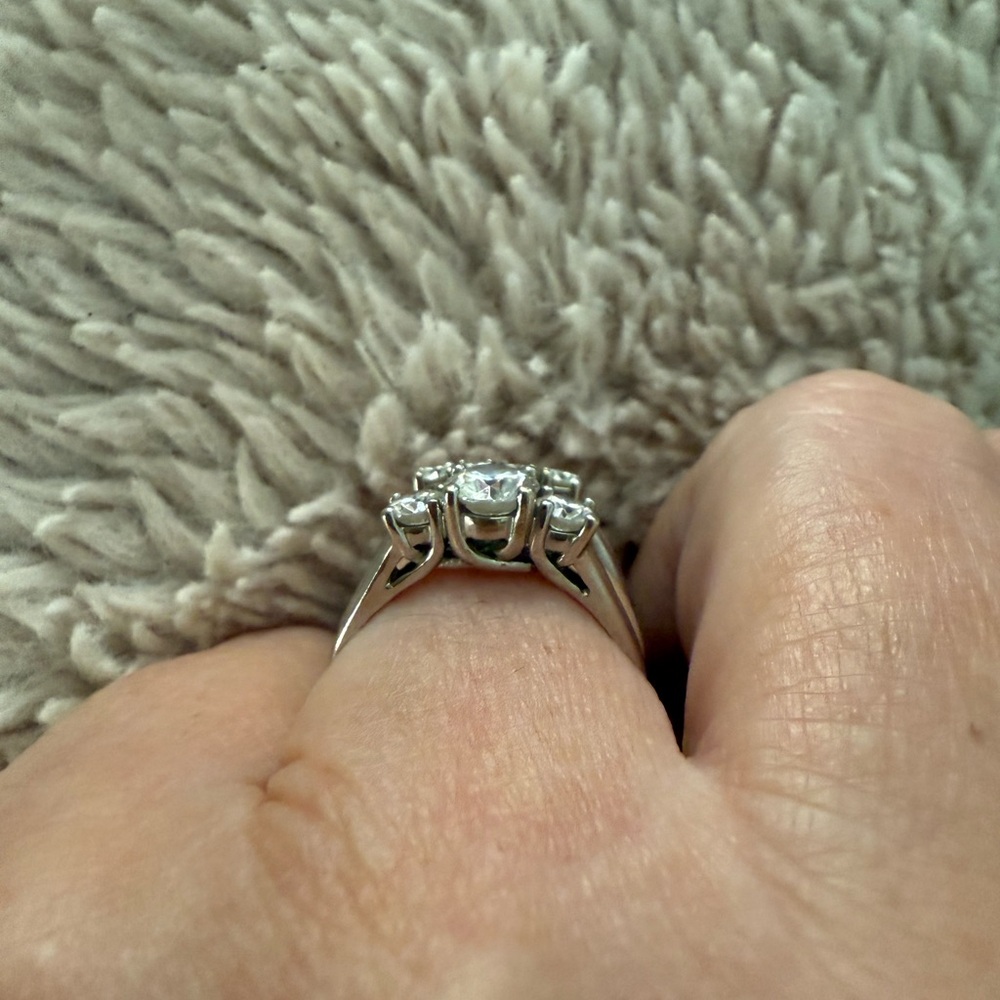 Solid White Gold Women's Certified Moissanite Ring Set (Approx. size 9.25) - Picture 4 of 7